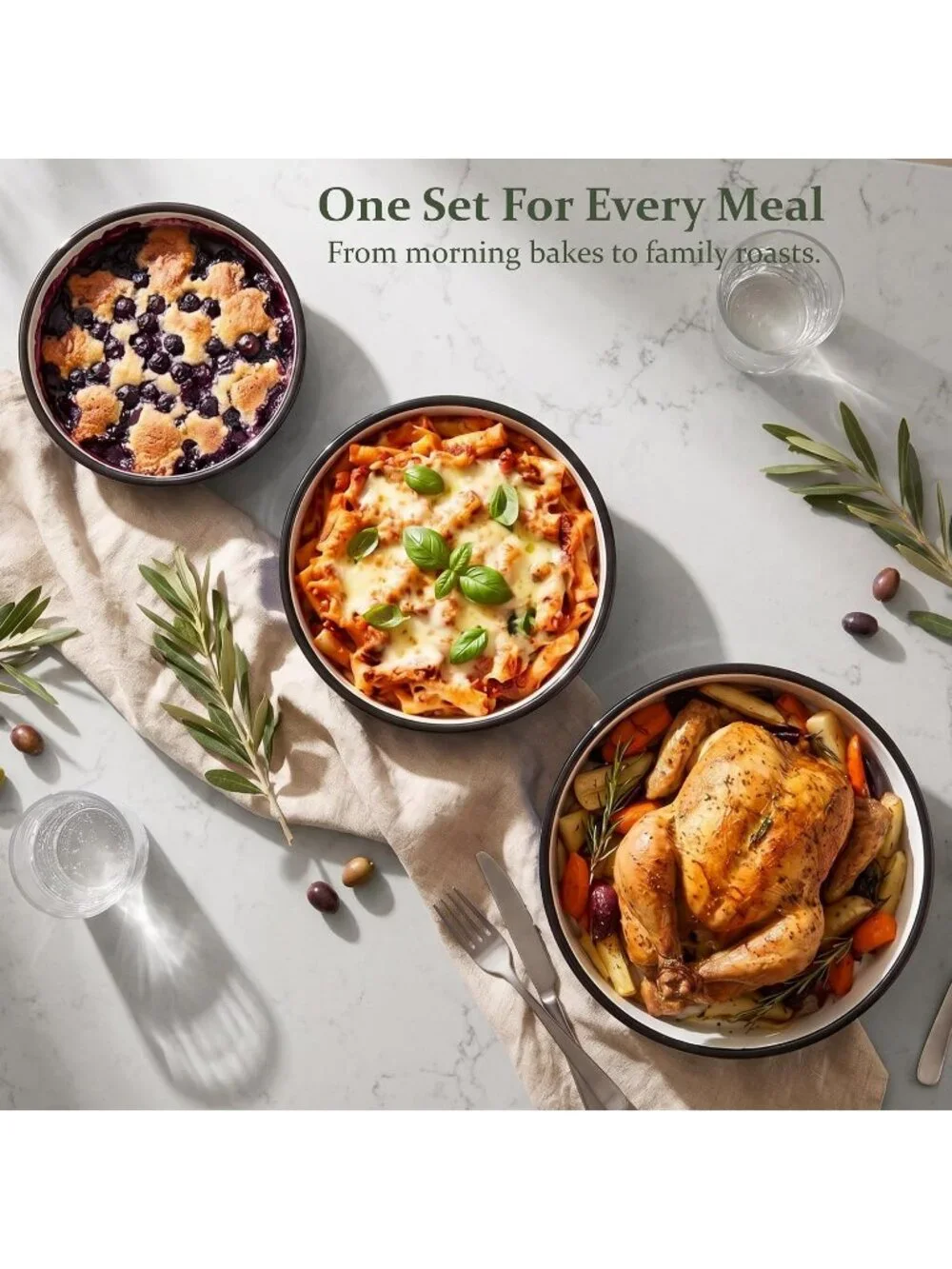 3pcs Blue Nonstick Bakeware Cookie Sheet Oven Cake Pan Roasting Meat Kitchen